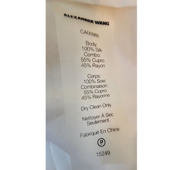 Alexander Wang Ivory Silk V-Neck Blouse with Layered Hem, Womens Size 6 - Picture 9 of 9